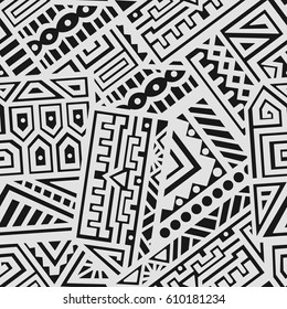 Creative Ethnic Style Square Seamless Pattern. Unique geometric vector swatch. Perfect for site backdrop, wrapping paper, wallpaper, textile and surface design. Trendy boho tile.