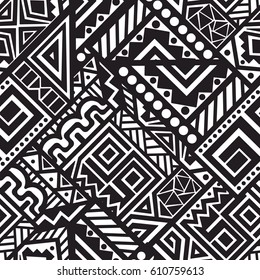 Creative Ethnic Style Square Seamless Pattern. Unique geometric vector swatch. Perfect for site backdrop, wrapping paper, wallpaper, textile and surface design. Trendy boho tile.