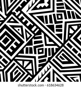 Creative Ethnic Style Square Seamless Pattern. Unique geometric vector swatch. Perfect for site backdrop, wrapping paper, wallpaper, textile and surface design. Trendy boho tile.