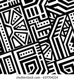 Creative Ethnic Style Square Seamless Pattern. Unique geometric vector swatch. Perfect for site backdrop, wrapping paper, wallpaper, textile and surface design. Trendy boho tile.