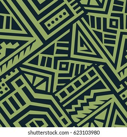 Creative Ethnic Style Square Seamless Pattern. Unique geometric vector swatch. Perfect for site backdrop, wrapping paper, wallpaper, textile and surface design. Trendy boho tile.