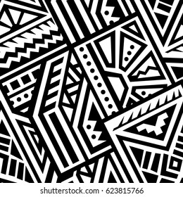 Creative Ethnic Style Square Seamless Pattern. Unique geometric vector swatch. Perfect for site backdrop, wrapping paper, wallpaper, textile and surface design. Trendy boho tile.