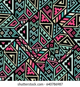 Creative Ethnic Style Square Seamless Pattern. Unique geometric vector swatch. Perfect for site backdrop, wrapping paper, wallpaper, textile and surface design. Trendy boho tile.
