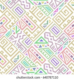 Creative Ethnic Style Square Seamless Pattern. Unique geometric vector swatch. Perfect for site backdrop, wrapping paper, wallpaper, textile and surface design. Trendy boho tile.