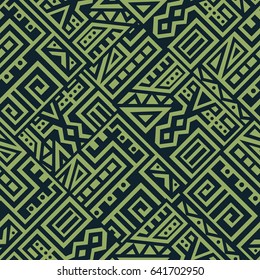 Creative Ethnic Style Square Seamless Pattern. Unique geometric vector swatch. Perfect for site backdrop, wrapping paper, wallpaper, textile and surface design. Trendy boho tile.