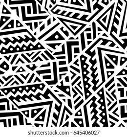 Creative Ethnic Style Square Seamless Pattern. Unique geometric vector swatch. Perfect for site backdrop, wrapping paper, wallpaper, textile and surface design. Trendy boho tile.