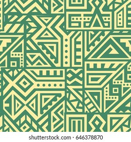 Creative Ethnic Style Square Seamless Pattern. Unique geometric vector swatch. Perfect for site backdrop, wrapping paper, wallpaper, textile and surface design. Trendy boho tile.