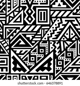 Creative Ethnic Style Square Seamless Pattern. Unique geometric vector swatch. Perfect for site backdrop, wrapping paper, wallpaper, textile and surface design. Trendy boho tile.