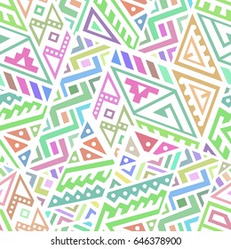 Creative Ethnic Style Square Seamless Pattern. Unique geometric vector swatch. Perfect for site backdrop, wrapping paper, wallpaper, textile and surface design. Trendy boho tile.