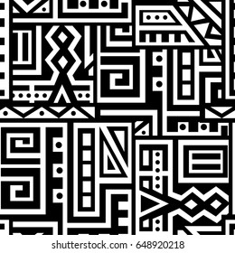 Creative Ethnic Style Square Seamless Pattern. Unique geometric vector swatch. Perfect for site backdrop, wrapping paper, wallpaper, textile and surface design. Trendy boho tile.