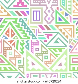 Creative Ethnic Style Square Seamless Pattern. Unique geometric vector swatch. Perfect for site backdrop, wrapping paper, wallpaper, textile and surface design. Trendy boho tile.