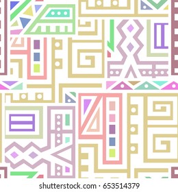 Creative Ethnic Style Square Seamless Pattern. Unique geometric vector swatch. Perfect for site backdrop, wrapping paper, wallpaper, textile and surface design. Trendy boho tile.