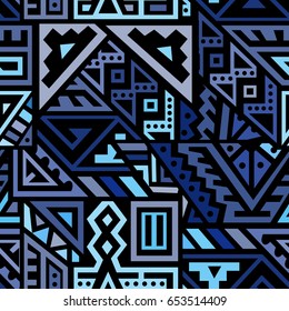 Creative Ethnic Style Square Seamless Pattern. Unique geometric vector swatch. Perfect for site backdrop, wrapping paper, wallpaper, textile and surface design. Trendy boho tile.
