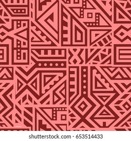 Creative Ethnic Style Square Seamless Pattern. Unique geometric vector swatch. Perfect for site backdrop, wrapping paper, wallpaper, textile and surface design. Trendy boho tile.