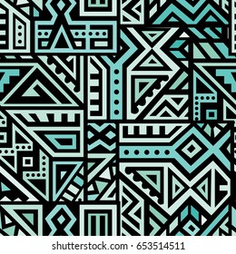 Creative Ethnic Style Square Seamless Pattern. Unique geometric vector swatch. Perfect for site backdrop, wrapping paper, wallpaper, textile and surface design. Trendy boho tile.