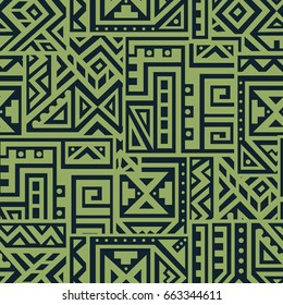 Creative Ethnic Style Square Seamless Pattern. Unique geometric vector swatch. Perfect for site backdrop, wrapping paper, wallpaper, textile and surface design. Trendy boho tile.