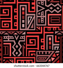 Creative Ethnic Style Square Seamless Pattern. Unique geometric vector swatch. Perfect for site backdrop, wrapping paper, wallpaper, textile and surface design. Trendy boho tile.