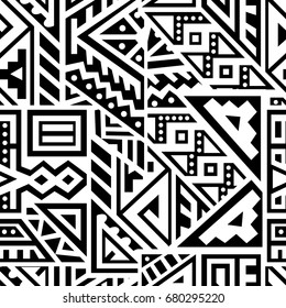 Creative Ethnic Style Square Seamless Pattern. Unique geometric vector swatch. Perfect for site backdrop, wrapping paper, wallpaper, textile and surface design. Trendy boho tile.