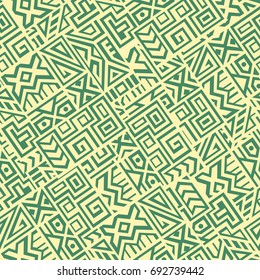 Creative Ethnic Style Square Seamless Pattern. Unique geometric vector swatch. Perfect for screen background, site backdrop, wrapping paper, wallpaper, textile and surface design. Trendy boho tile.