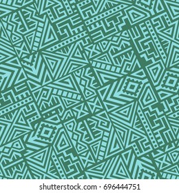 Creative Ethnic Style Square Seamless Pattern. Unique geometric vector swatch. Perfect for screen background, site backdrop, wrapping paper, wallpaper, textile and surface design. Trendy boho tile.