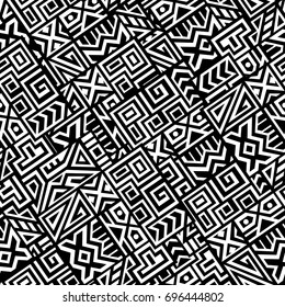 Creative Ethnic Style Square Seamless Pattern. Unique geometric vector swatch. Perfect for screen background, site backdrop, wrapping paper, wallpaper, textile and surface design. Trendy boho tile.