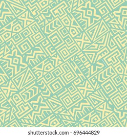 Creative Ethnic Style Square Seamless Pattern. Unique geometric vector swatch. Perfect for screen background, site backdrop, wrapping paper, wallpaper, textile and surface design. Trendy boho tile.