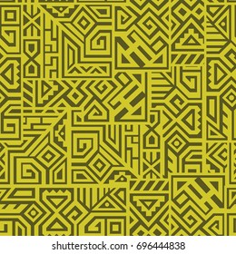 Creative Ethnic Style Square Seamless Pattern. Unique geometric vector swatch. Perfect for screen background, site backdrop, wrapping paper, wallpaper, textile and surface design. Trendy boho tile.