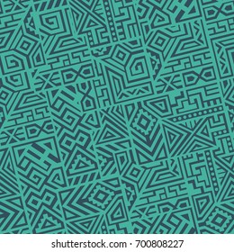 Creative Ethnic Style Square Seamless Pattern. Unique geometric vector swatch. Perfect for screen background, site backdrop, wrapping paper, wallpaper, textile and surface design. Trendy boho tile.