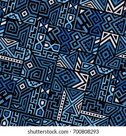 Creative Ethnic Style Square Seamless Pattern. Unique geometric vector swatch. Perfect for screen background, site backdrop, wrapping paper, wallpaper, textile and surface design. Trendy boho tile.
