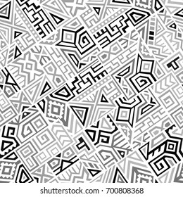 Creative Ethnic Style Square Seamless Pattern. Unique geometric vector swatch. Perfect for screen background, site backdrop, wrapping paper, wallpaper, textile and surface design. Trendy boho tile.