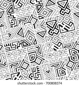 Creative Ethnic Style Square Seamless Pattern. Unique geometric vector swatch. Perfect for screen background, site backdrop, wrapping paper, wallpaper, textile and surface design. Trendy boho tile.