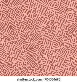 Creative Ethnic Style Square Seamless Pattern. Unique geometric vector swatch. Perfect for screen background, site backdrop, wrapping paper, wallpaper, textile and surface design. Trendy boho tile.