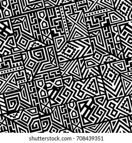 Creative Ethnic Style Square Seamless Pattern. Unique geometric vector swatch. Perfect for screen background, site backdrop, wrapping paper, wallpaper, textile and surface design. Trendy boho tile.