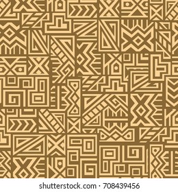 Creative Ethnic Style Square Seamless Pattern. Unique geometric vector swatch. Perfect for screen background, site backdrop, wrapping paper, wallpaper, textile and surface design. Trendy boho tile.