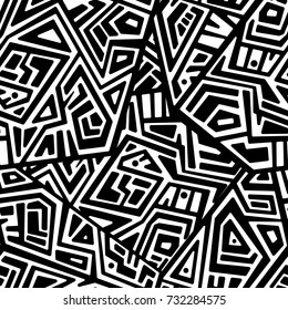 Creative Ethnic Style Square Seamless Pattern. Unique geometric vector swatch. Perfect for screen background, site backdrop, wrapping paper, wallpaper, textile and surface design. Trendy boho tile.