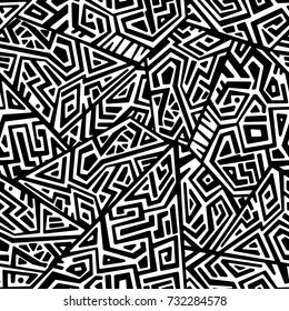 Creative Ethnic Style Square Seamless Pattern. Unique geometric vector swatch. Perfect for screen background, site backdrop, wrapping paper, wallpaper, textile and surface design. Trendy boho tile.