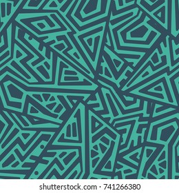 Creative Ethnic Style Square Seamless Pattern. Unique geometric vector swatch. Perfect for screen background, site backdrop, wrapping paper, wallpaper, textile and surface design. Trendy boho tile.