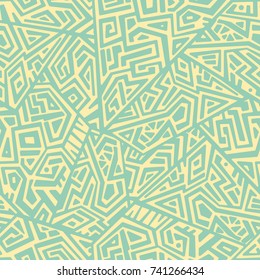 Creative Ethnic Style Square Seamless Pattern. Unique geometric vector swatch. Perfect for screen background, site backdrop, wrapping paper, wallpaper, textile and surface design. Trendy boho tile.