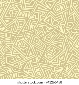 Creative Ethnic Style Square Seamless Pattern. Unique geometric vector swatch. Perfect for screen background, site backdrop, wrapping paper, wallpaper, textile and surface design. Trendy boho tile.