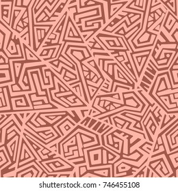Creative Ethnic Style Square Seamless Pattern. Unique geometric vector swatch. Perfect for screen background, site backdrop, wrapping paper, wallpaper, textile and surface design. Trendy boho tile.