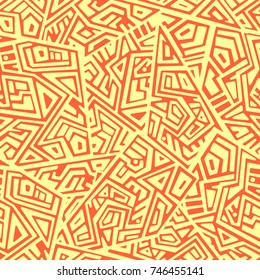 Creative Ethnic Style Square Seamless Pattern. Unique geometric vector swatch. Perfect for screen background, site backdrop, wrapping paper, wallpaper, textile and surface design. Trendy boho tile.
