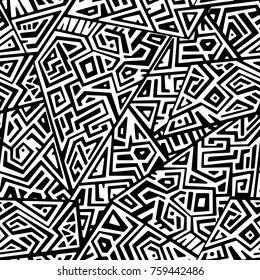 Creative Ethnic Style Square Seamless Pattern. Unique geometric vector swatch. Perfect for screen background, site backdrop, wrapping paper, wallpaper, textile and surface design. Trendy boho tile.