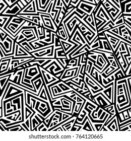 Creative Ethnic Style Square Seamless Pattern. Unique geometric vector swatch. Perfect for screen background, site backdrop, wrapping paper, wallpaper, textile and surface design. Trendy boho tile.