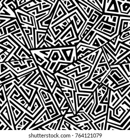 Creative Ethnic Style Square Seamless Pattern. Unique geometric vector swatch. Perfect for screen background, site backdrop, wrapping paper, wallpaper, textile and surface design. Trendy boho tile.