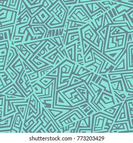 Creative Ethnic Style Square Seamless Pattern. Unique geometric vector swatch. Perfect for screen background, site backdrop, wrapping paper, wallpaper, textile and surface design. Trendy boho tile.