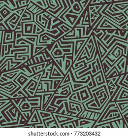Creative Ethnic Style Square Seamless Pattern. Unique geometric vector swatch. Perfect for screen background, site backdrop, wrapping paper, wallpaper, textile and surface design. Trendy boho tile.