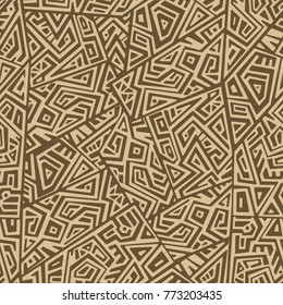Creative Ethnic Style Square Seamless Pattern. Unique geometric vector swatch. Perfect for screen background, site backdrop, wrapping paper, wallpaper, textile and surface design. Trendy boho tile.