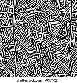 Creative Ethnic Style Square Seamless Pattern. Unique geometric vector swatch. Perfect for screen background, site backdrop, wrapping paper, wallpaper, textile and surface design. Trendy boho tile.