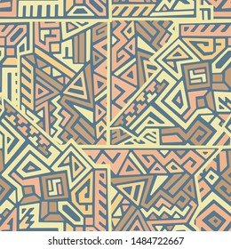 Creative ethnic style vector seamless pattern. Unique geometric vector swatch. Perfect for screen background, site backdrop, wrapping paper, wallpaper, textile and surface design. Trendy boho tile.