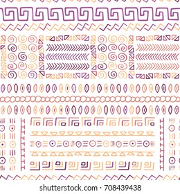 Creative ethnic style vector seamless pattern. Boho textile swatch. Unique hand drawn tile. Perfect for site background, wrapping paper, surface design and other endless fill.